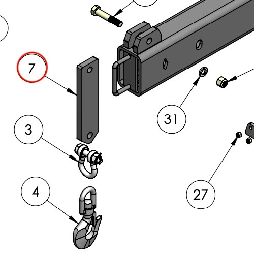 Star Industries 1360B-10B Shackle Plate for Star 1360B Jib - Number 7 On Drawing 
